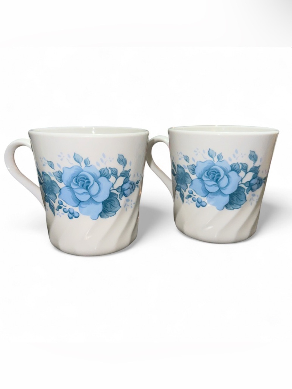 Corning Pair of blue floral cups